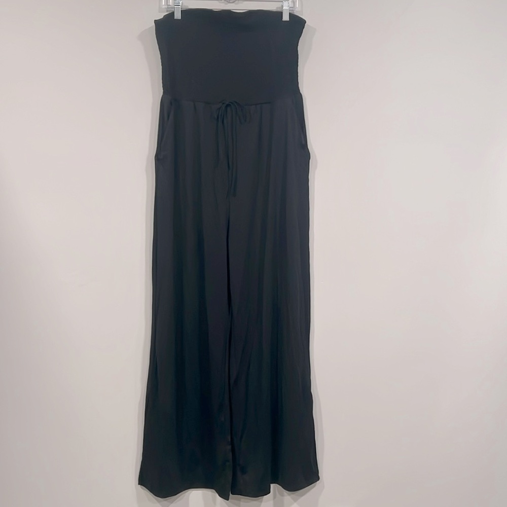 HALARA Black Strapless Wide-Leg Jumpsuit